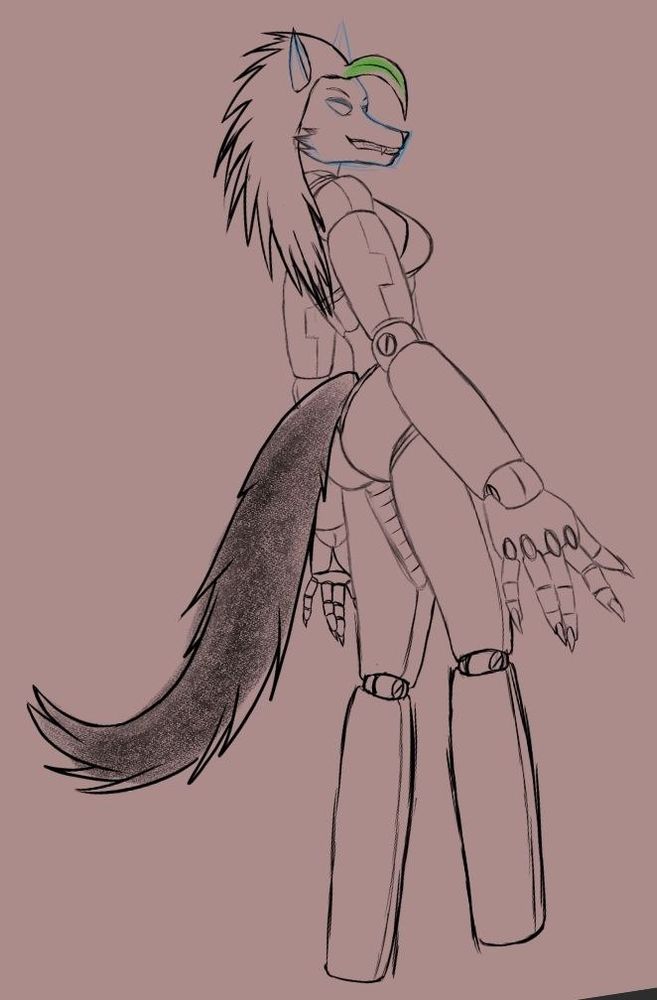 Sketch of Roxy the wolf in a bikini