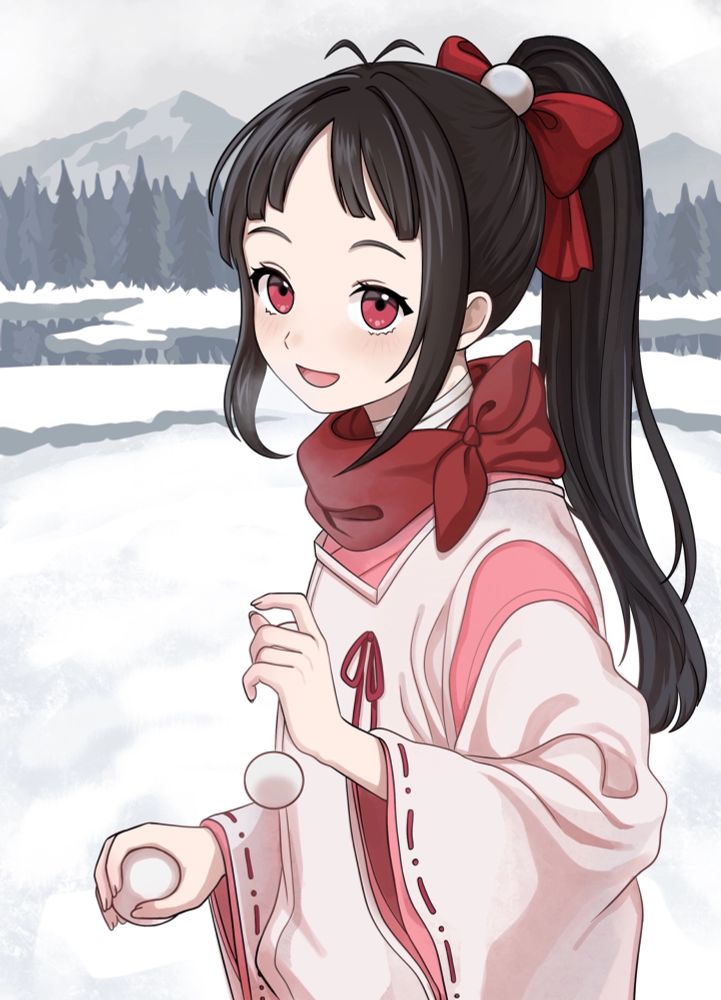 Girl holding a snowball 