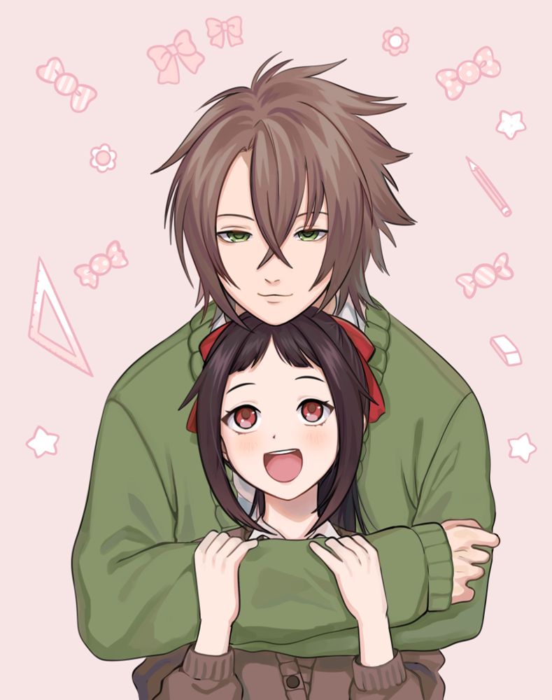 Boy hugging a girl from behind 