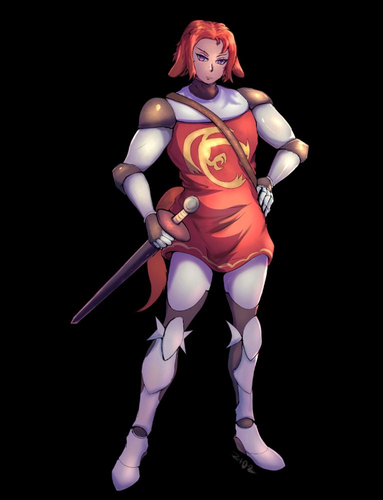 Petre holding a generic sword in its sheath. He's typically seen with one or a basic lance for training purposes.