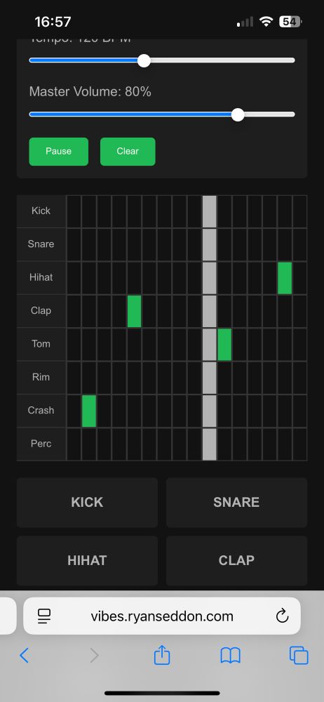 Screenshot of drum machine web app