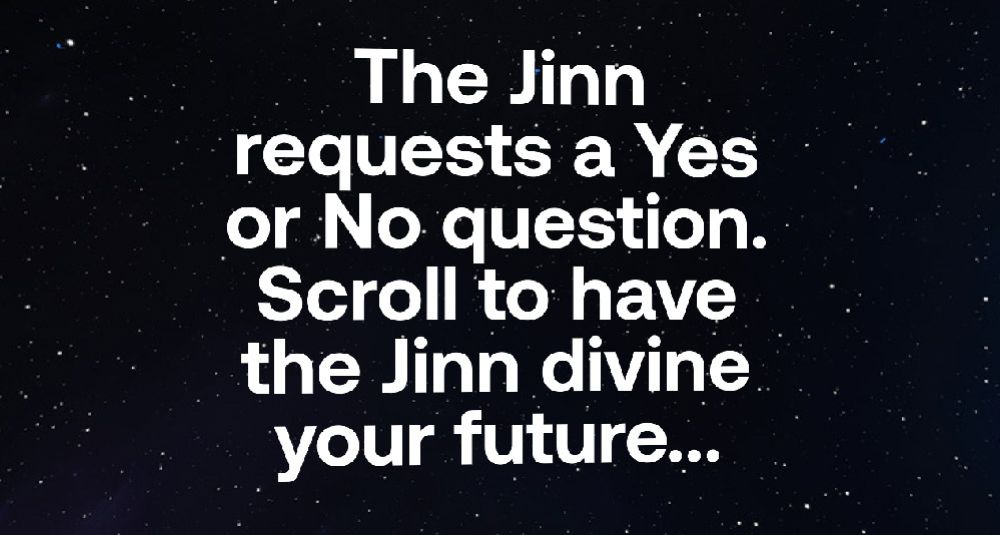 Preview image of the Jinn Divination, a fortune telling experience built with the OnCyber platform as a Jam submission by Minty Crisp