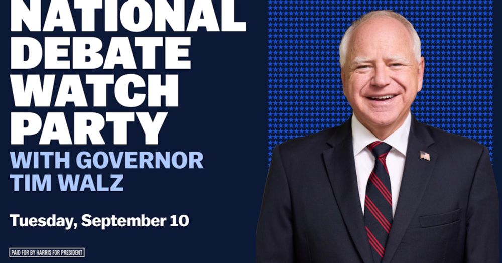 National Debate Watch Party with Gov. Tim Walz · The Democratic National Committee