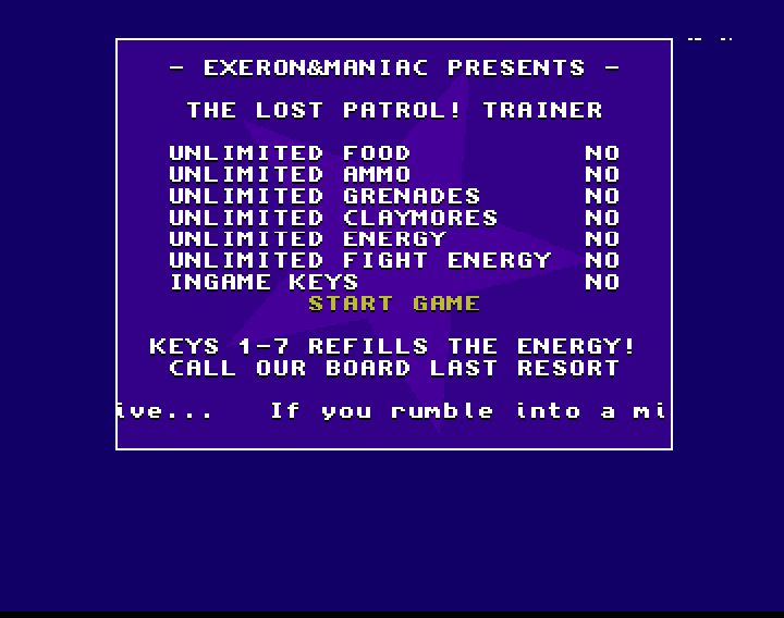 Screenshot of "The Lost Patrol" - Crack: NSI - Published by Ocean on Commodore Amiga (1990)