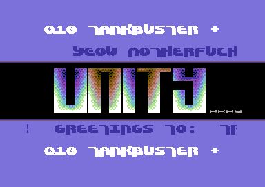 Screenshot of "Q10 Tankbuster" - Crack: Unity - Trainer: +1 - Published by Zeppelin Games on Commodore 64 (1992)