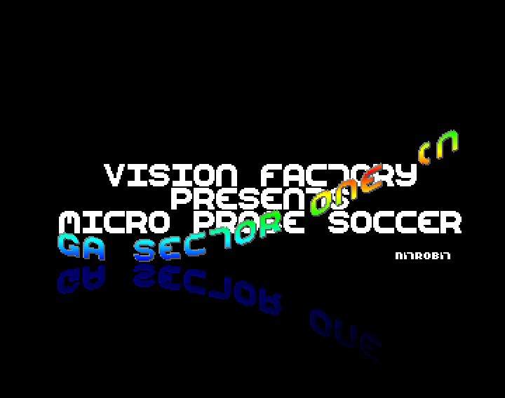 Screenshot of "MicroProse Soccer" - Crack: Vision Factory (VF) - Published by MicroProse on Commodore Amiga (1989)