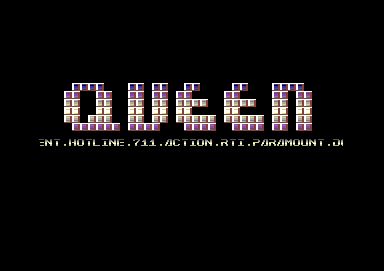 Screenshot of "Xis" - Crack: Queen - Published by Game On-CP Verlag on Commodore 64 (1989)