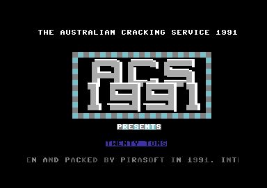 Screenshot of "20 Tons" - Crack: Australian Cracking Service - Published by 64 Tape Computing on Commodore 64 (1985)
