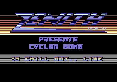 Screenshot of "Cyclon Bomb" - Crack: Zenith - Published by Jim Roof on Commodore 64 (19xx)