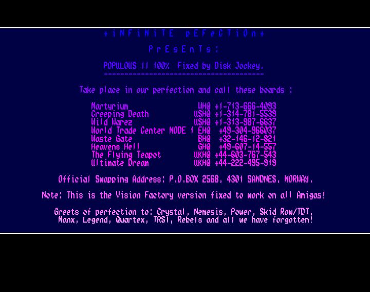 Screenshot of "Populous II - Trials of the Olympian Gods" - Published by Bullfrog on Commodore Amiga (1991)