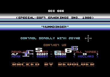 Screenshot of "Hummdinger" - Crack: SCI 666 - Published by Alternative Software on Commodore 64 (1988)