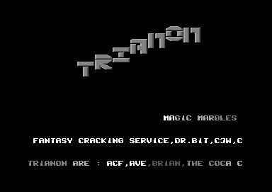Screenshot of "Magic Marbles" - Crack: Trianon - Published by Ariolasoft on Commodore 64 (1986)
