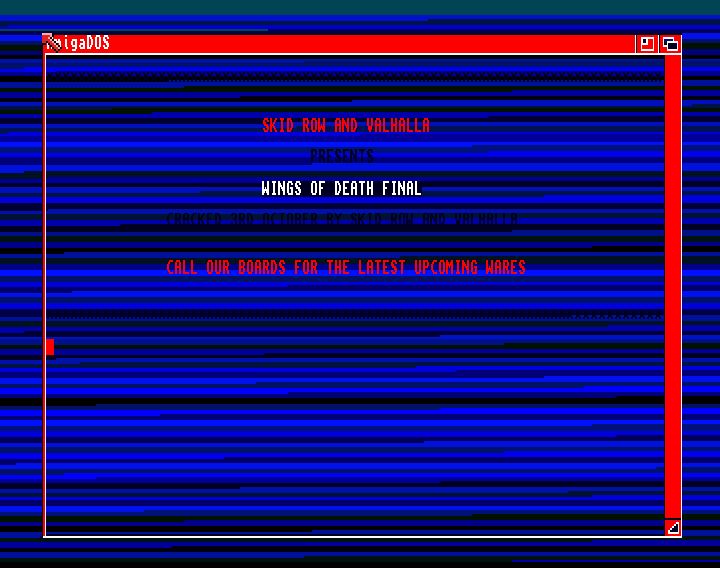 Screenshot of "Wings of Death" - Crack: Skid Row (SKR) & Valhalla - Trainer (+3): The Punishers (PNS) - Published by Thalion on Commodore Amiga (1990)
