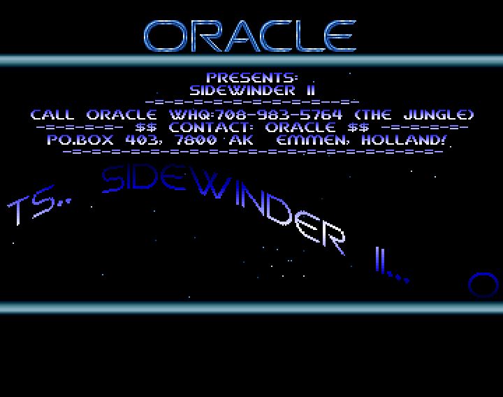 Screenshot of "SideWinder II" - Crack: Oracle (OCL) - Published by 16 Blitz Mastertronic on Commodore Amiga (1989)