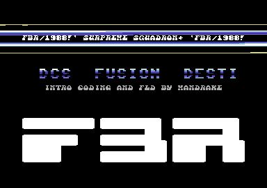 Screenshot of "Supreme Squadron" - Crack: Doughnut Cracking Service (DCS) - Published by R. Marshall on Commodore 64 (1988)