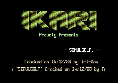 Screenshot of "SimulGolf" - Crack: Ikari - Published by Simulmondo on Commodore 64 (1988)