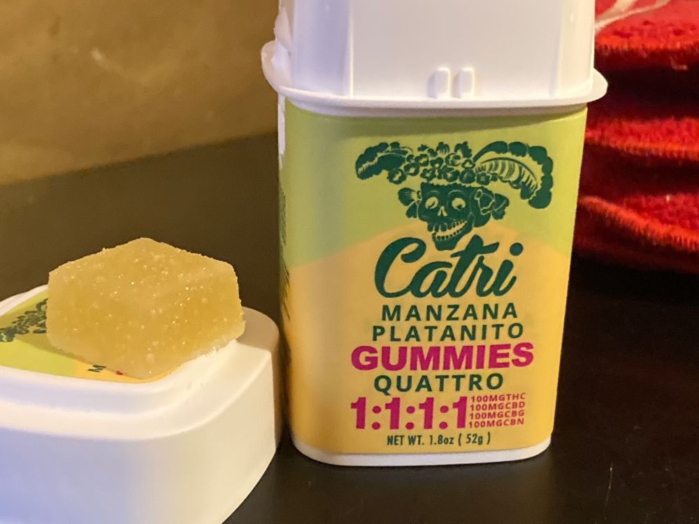 catri quattro cannabis gummies
100 mg thc
100 mg cbd
100 mg cbn
100 mg cbg