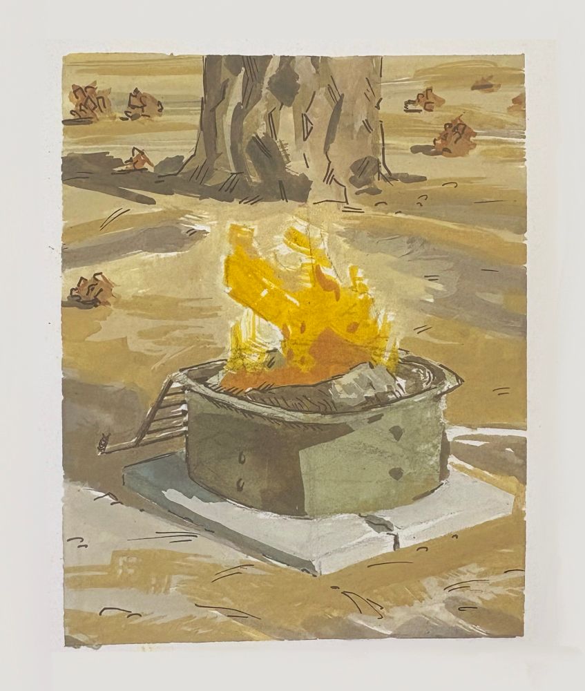 a quick gouache painting of a campfire