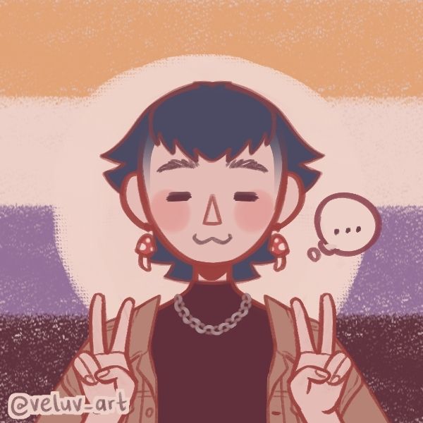Picrew of white person woth blue hair and nonbinary flag as the background