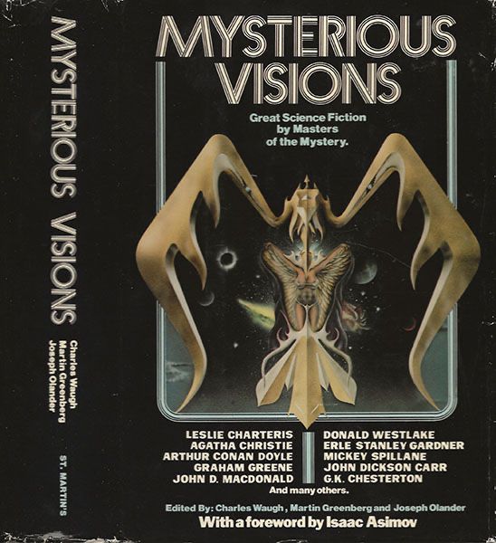 Cover for Mysterious Visions. A surreal cover with an angel woman, cosmos, and strange wing-like lengthy wing-things. 