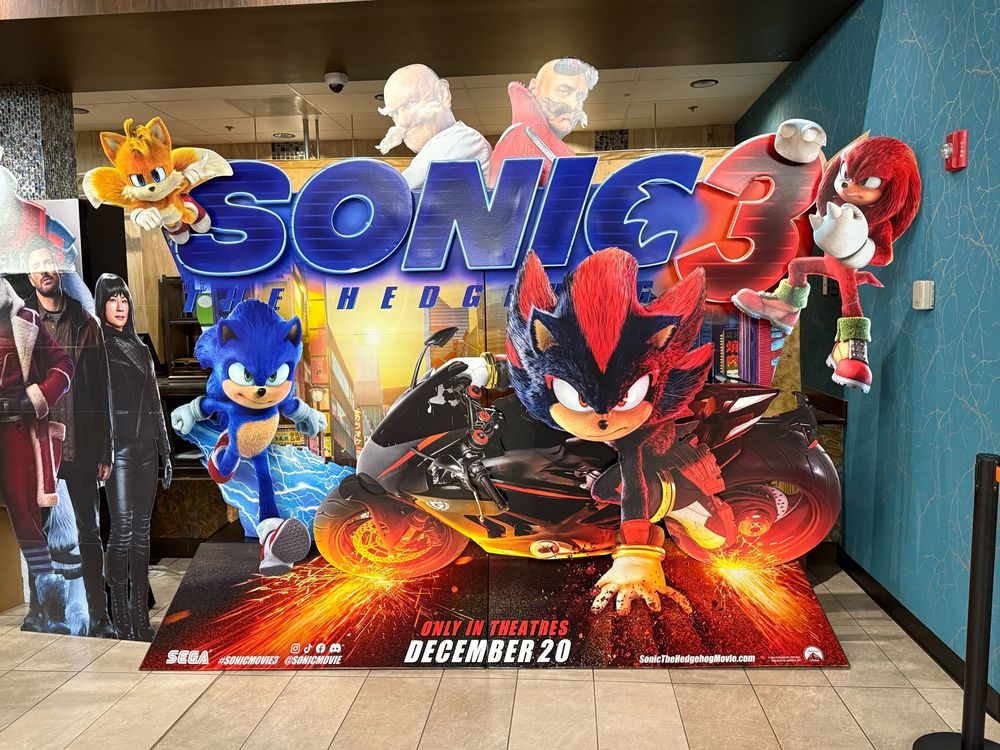 Cardboard standee advertisement for Sonic The Hedgehog 3 (2024)