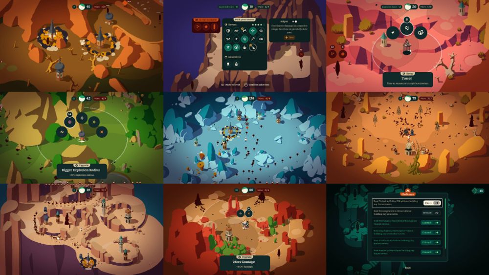 9 screenshots of Rift Riff, our strategically tight tower defense game. We're looking for playtesters!