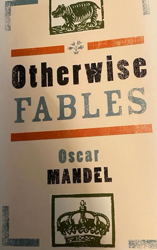 The cover of the short story collection otherwise fables by Oscar Mandel. A picture of a crown against a lightly yellow background.