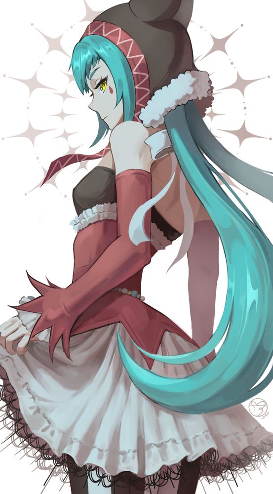 Painting of Hatsune Miku with her Pierretta outfit, that appears originally on the game Project Diva