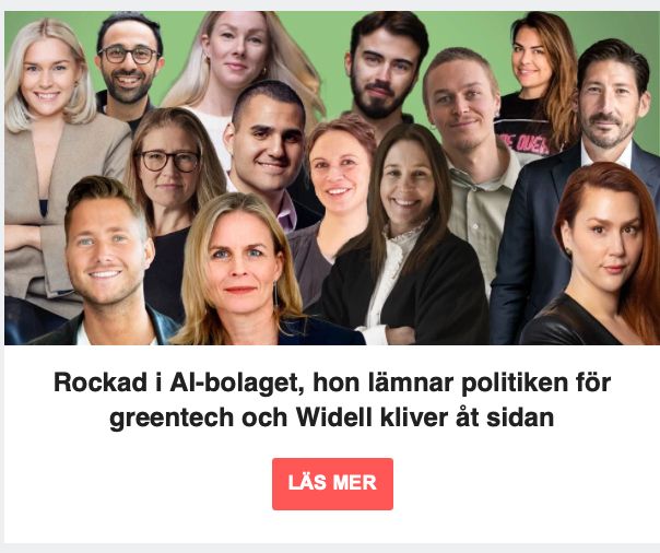 En massa olika personer på en och samma bild i en tidningsartikel med rubriken "Rockad i AI-bolaget"