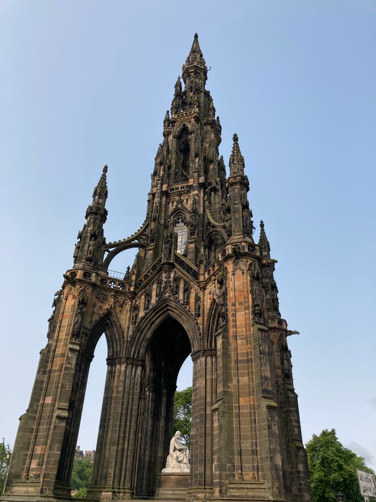 The Scott Monument in Edinburgh on a sunny morning.