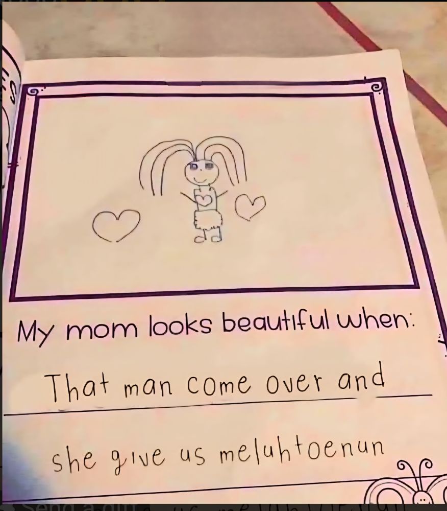 My mom looks beautiful when:

That man come over and

she give us meluhtoenun
