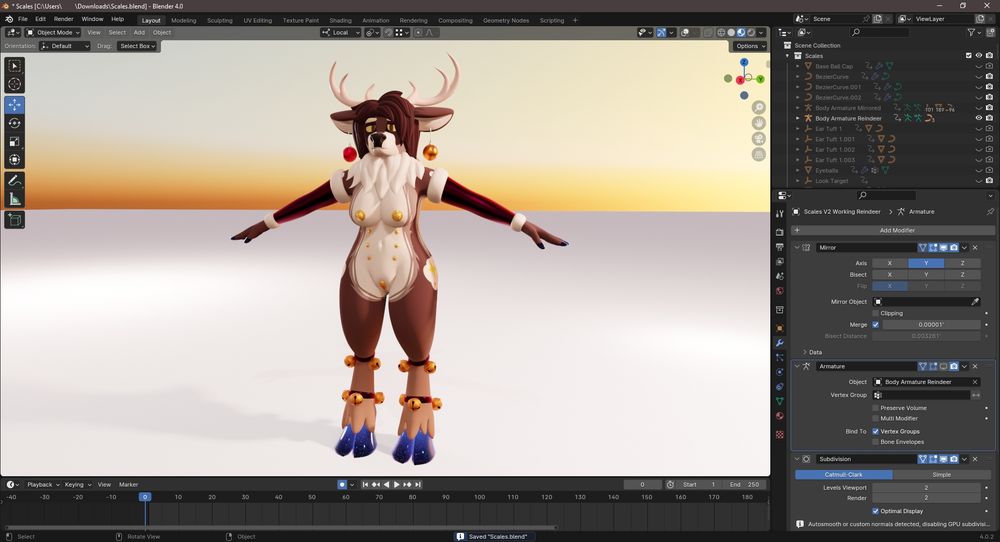 The same project, but the camera is zoomed out to look more like something an actual professional artist would post on social media, and not a goofy young adult playing with their 3D models like dolls.