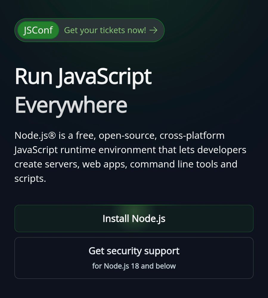 A screenshot of the Node.js website