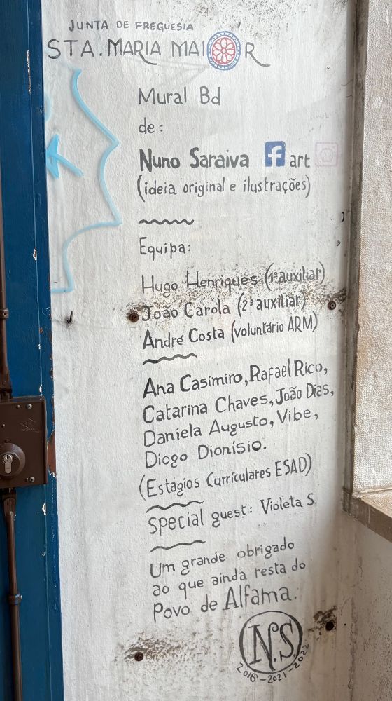 Artist info and dedication on the mural 