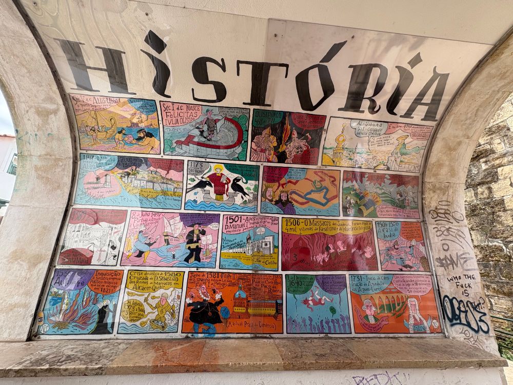 Photo of half of comics mural in an underpass 