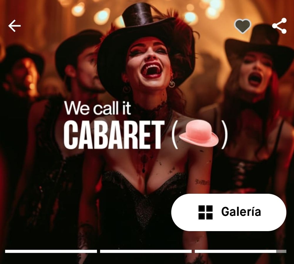 Imagen que anuncia el we calle It cabaret y que nada tiene que ver con la realidad.  En ella se ve a un grupo de vampiresas vestidas de cabaret
