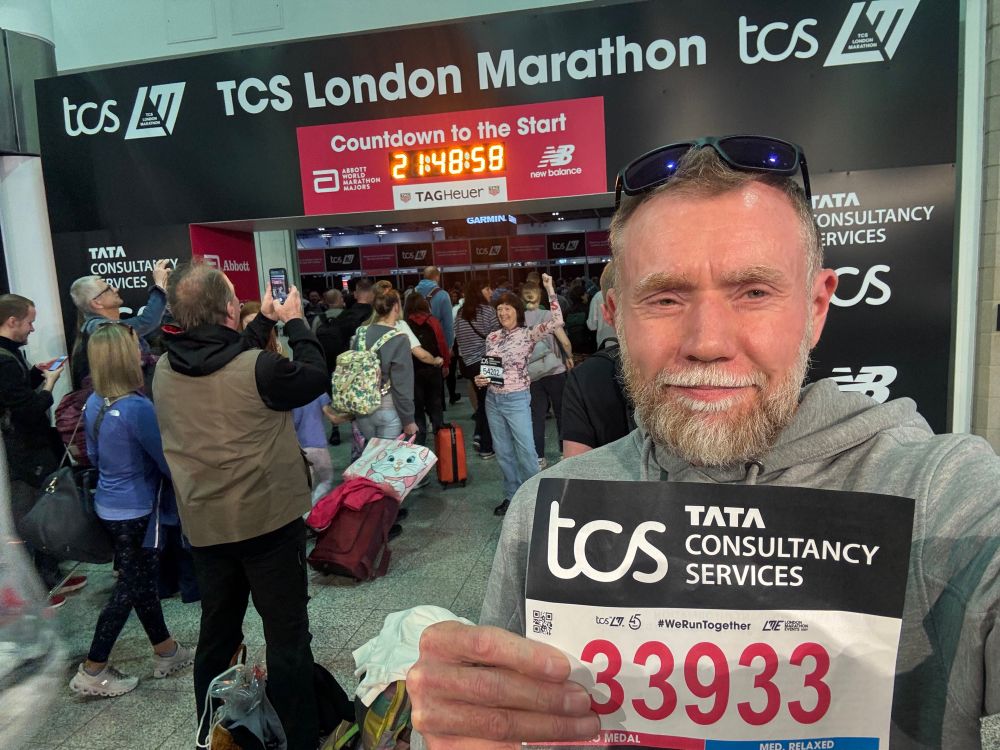 Chris with his London Marathon race number