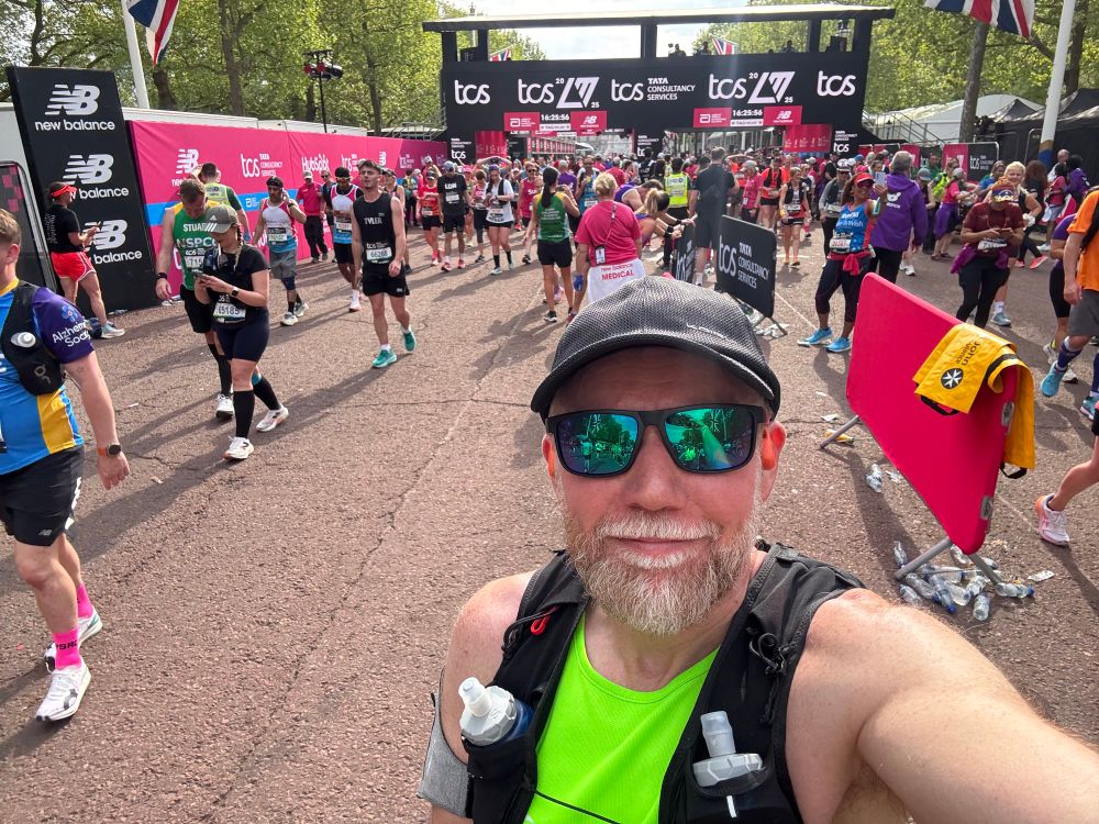 Chris at the marathon finish line 
