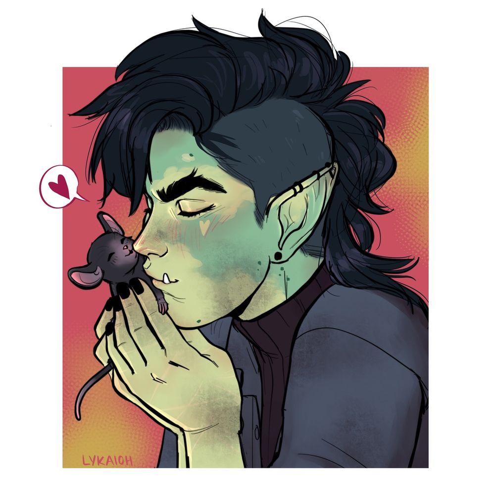 Skraps kissing a little mouse