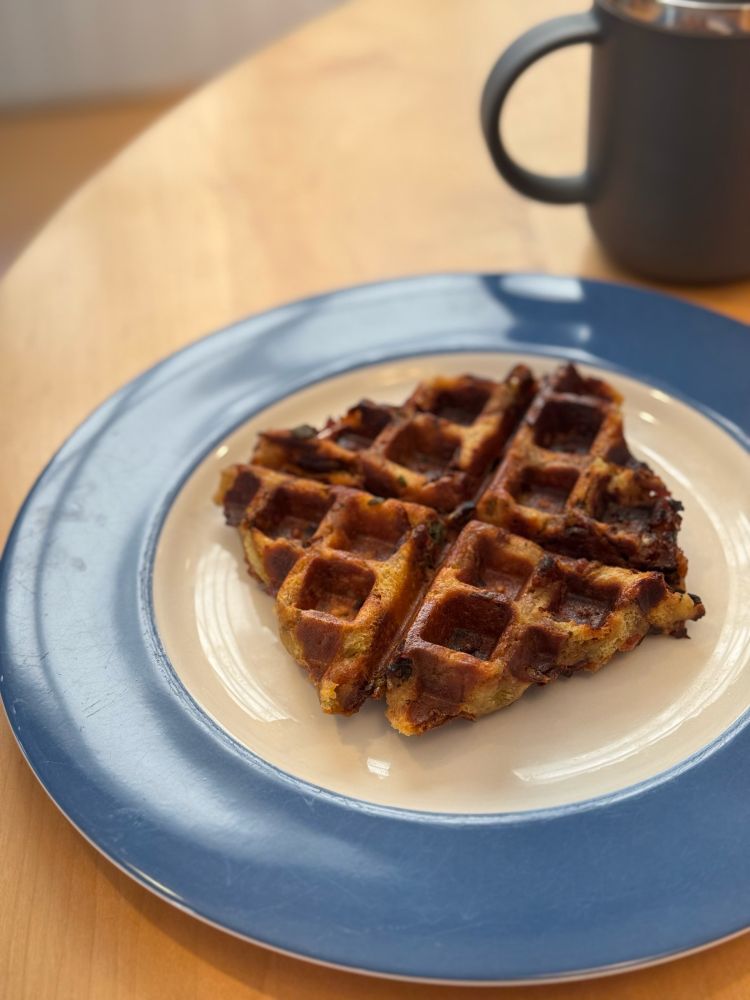 A perfect waffle, made from Thanksgiving stuffing.
