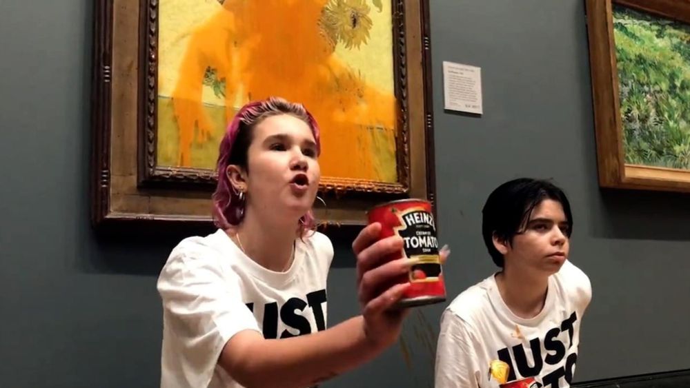 Climate activists throw soup on two Van Goghs, just hours after others are sentenced to jail