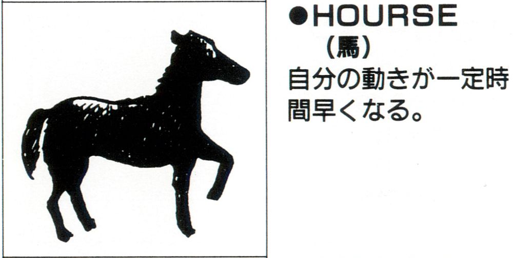Picture of a black horse, labeled HOURSE (馬)
