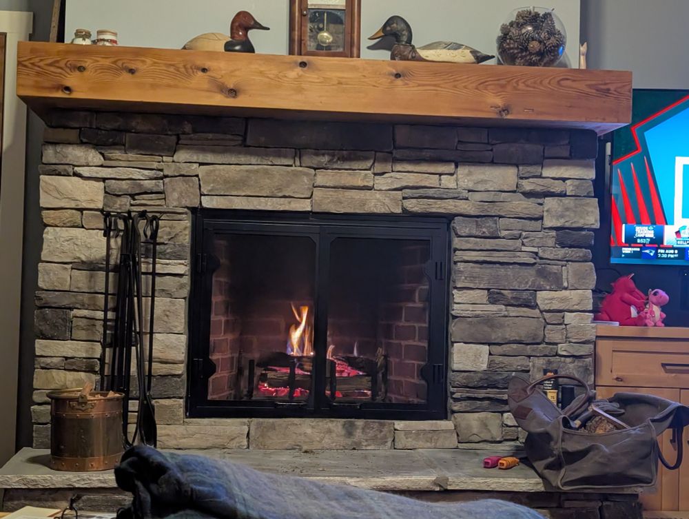 Post Phillies game we're staring at a fire. Great way to cap off a chilly Sunday. Vacation is great.