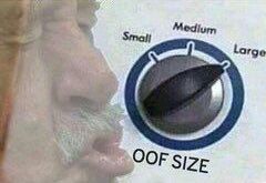 A dial labelled "oof size" turned to "large"