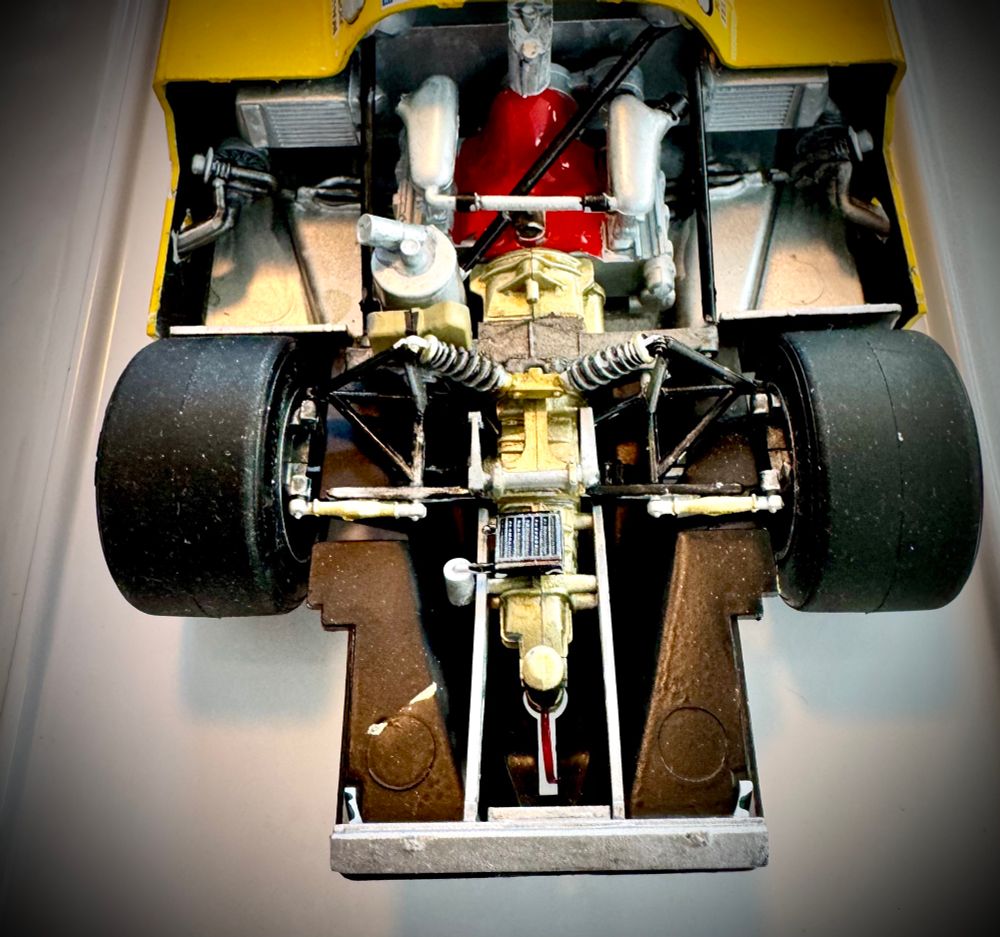 The finished Tamiya Newman Porsche 956 engine compartment. 