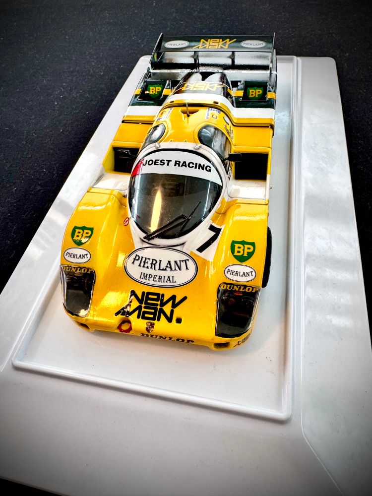 The finished Tamiya Newman Porsche 956, from the front. 