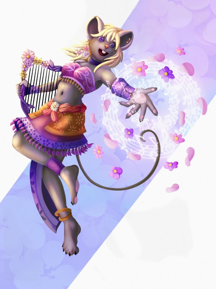 Furry bard mouse character dnd oc digital art 