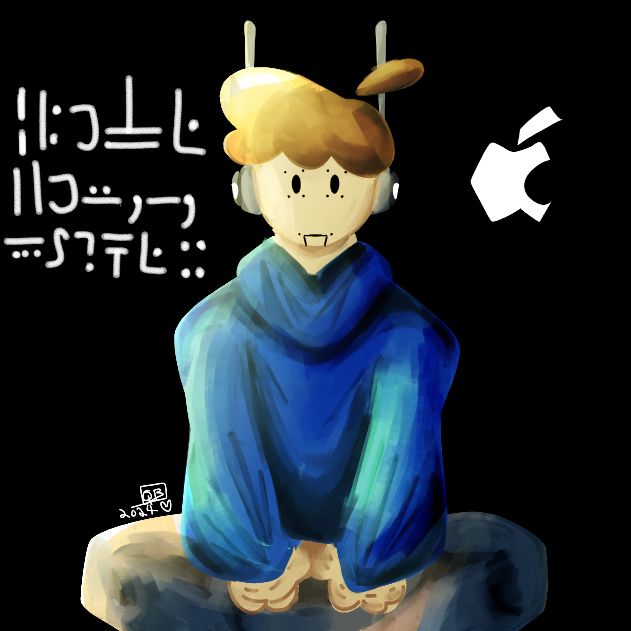 Robot Justin, with an untranslated text to the left.