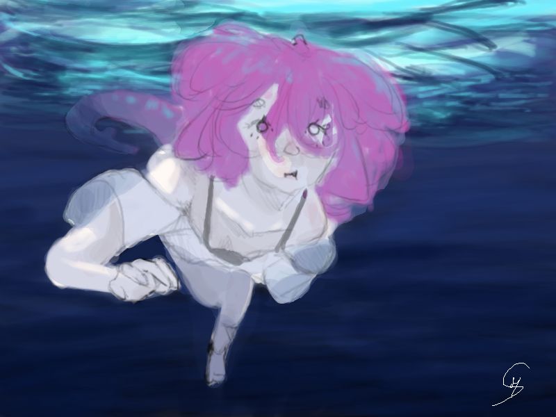 Pinksea-tan swimming