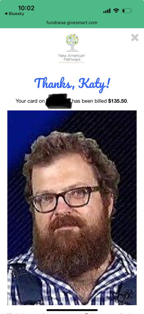 Donation receipt to New American Pathways.